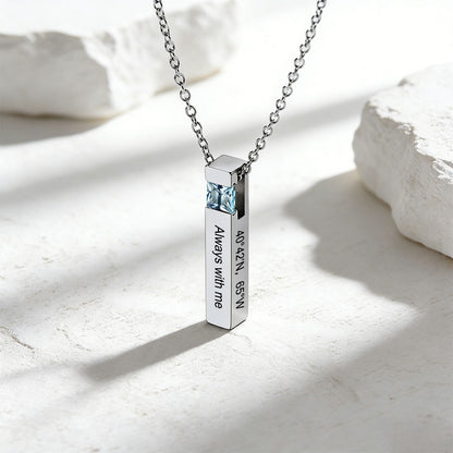 Personalized Cube Birthstone Urn Necklaces in Stainless Steel