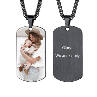 Personalized Dog Tag Photo Necklace Black