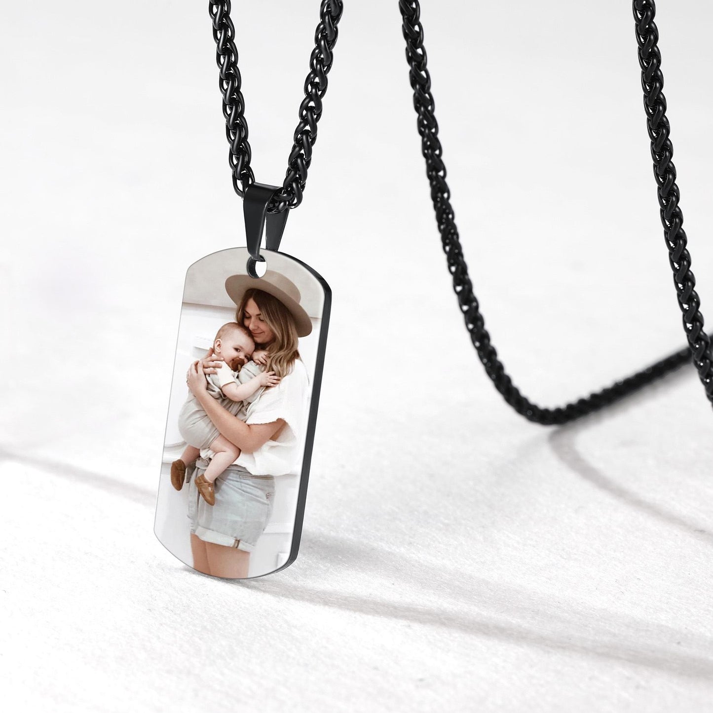Personalized Dog Tag Photo Necklace in black plated