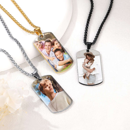 Personalized Dog Tag Photo Necklace in different color