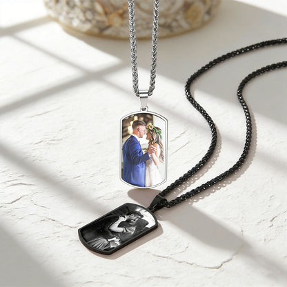 Personalized Dog Tag Picture Necklace for Men Women