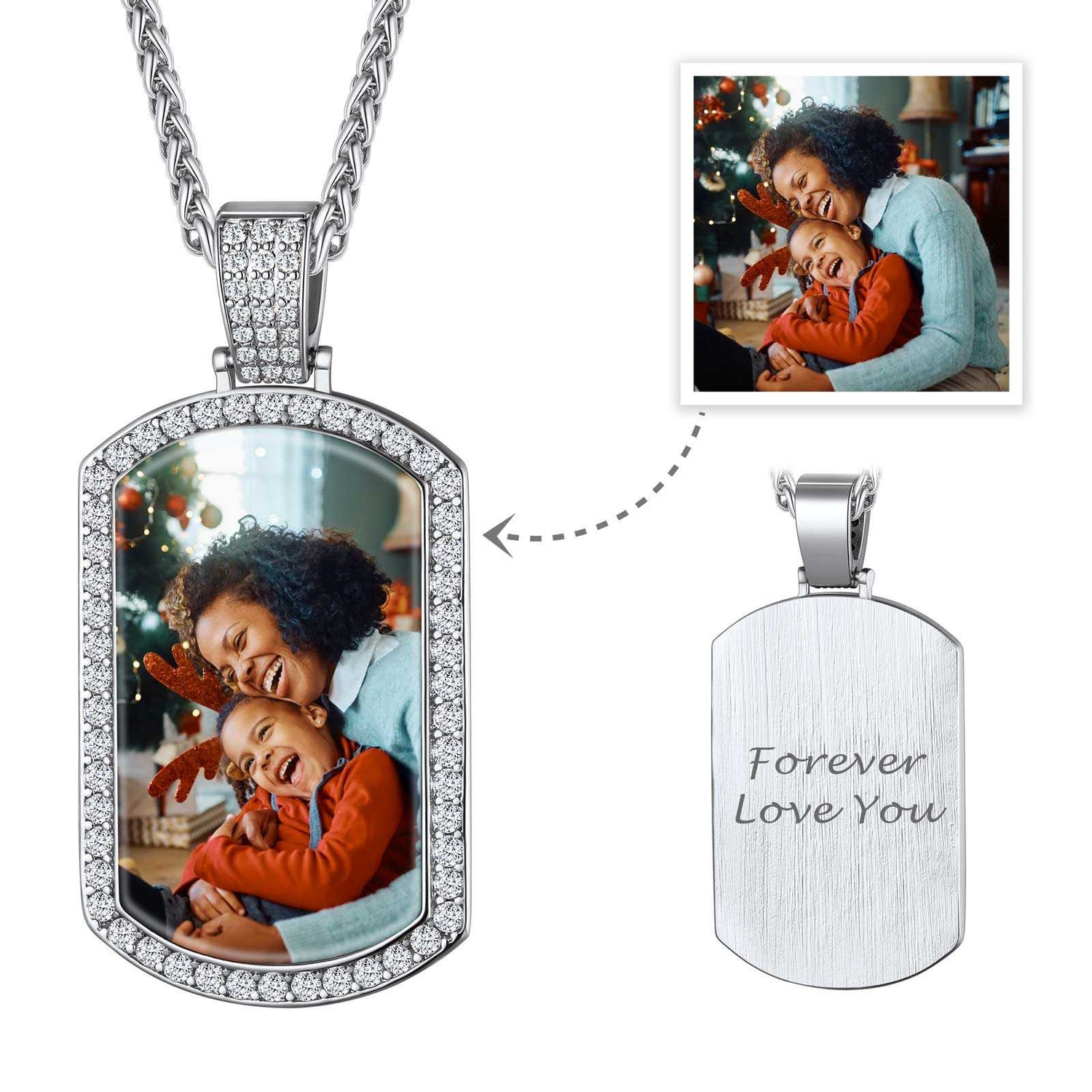 Personalized Dog Tag Pictures Necklace for Christmas