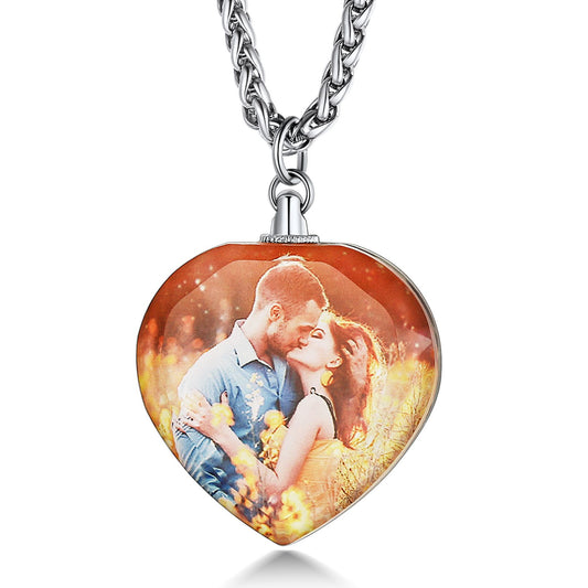Personalized Double Sided Picture Necklace for Women Men Heart