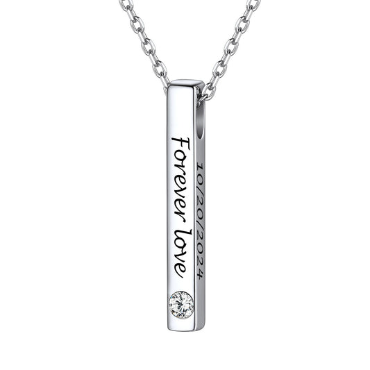 Personalized Engravable Birthstone Bar Necklace GP4151