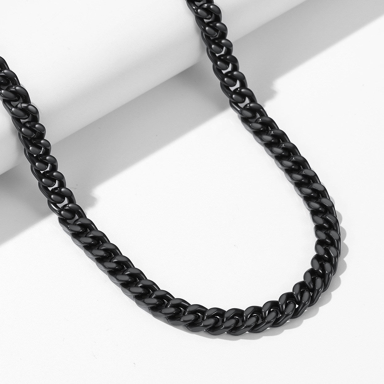 Personalized Engravable Cuban Chain Necklace & Bracelet Set  in black plated