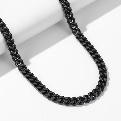 Personalized Engravable Cuban Chain Necklace & Bracelet Set  in black plated