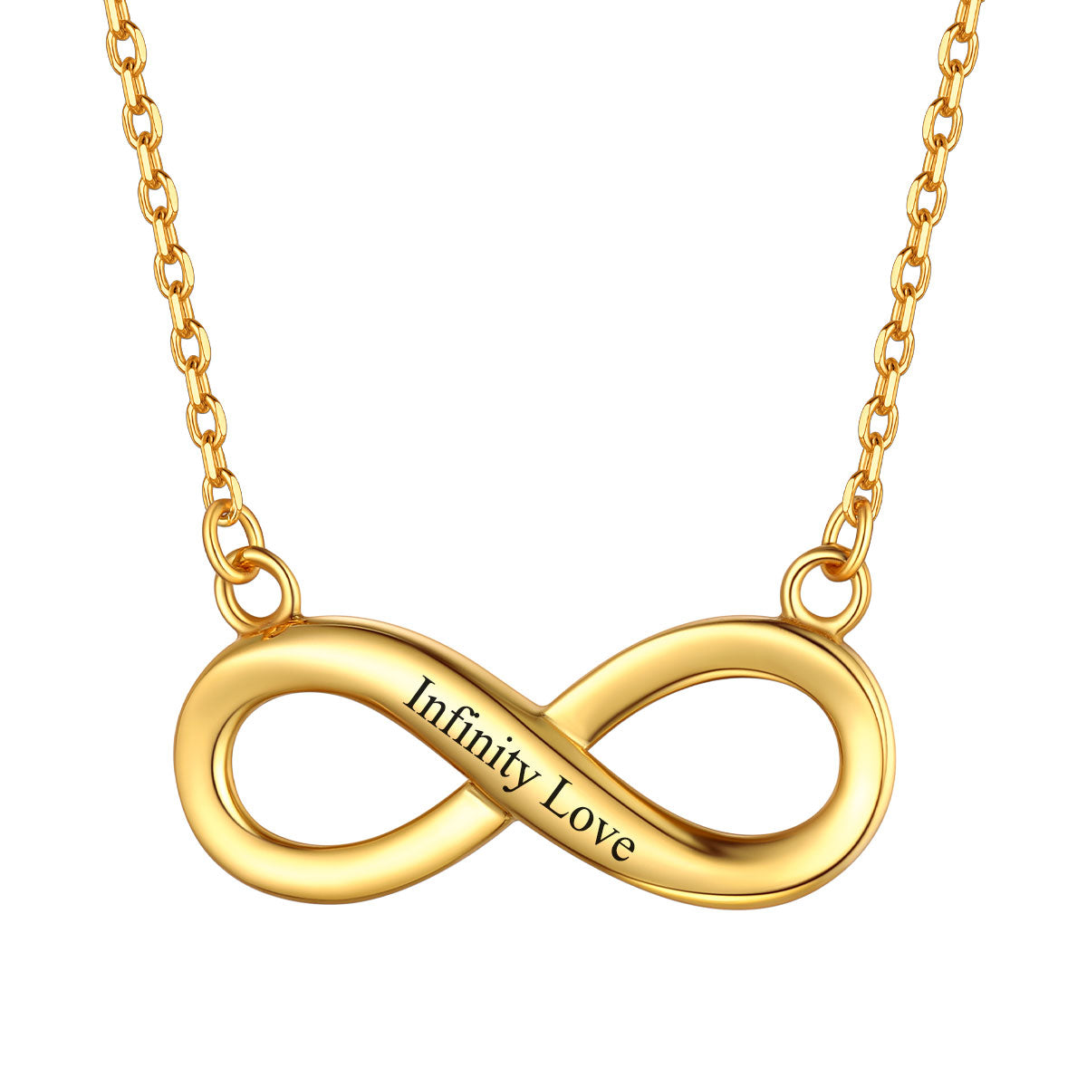 Personalized Engravable Infinity Necklace in 925 Sterling Silver Gold Plated