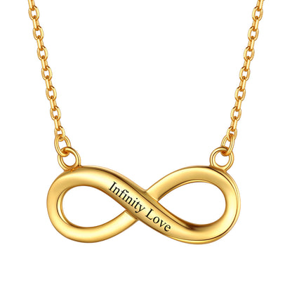 Personalized Engravable Infinity Necklace in 925 Sterling Silver Gold Plated