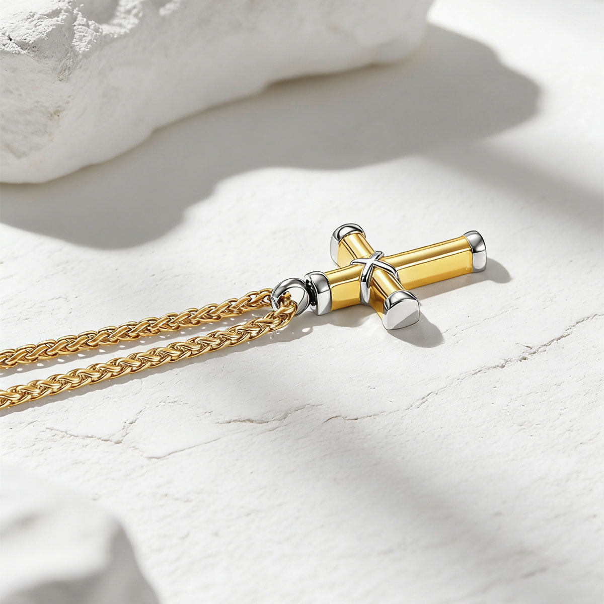 Personalized Engravable X Cross Urn Necklaces in Gold Plated