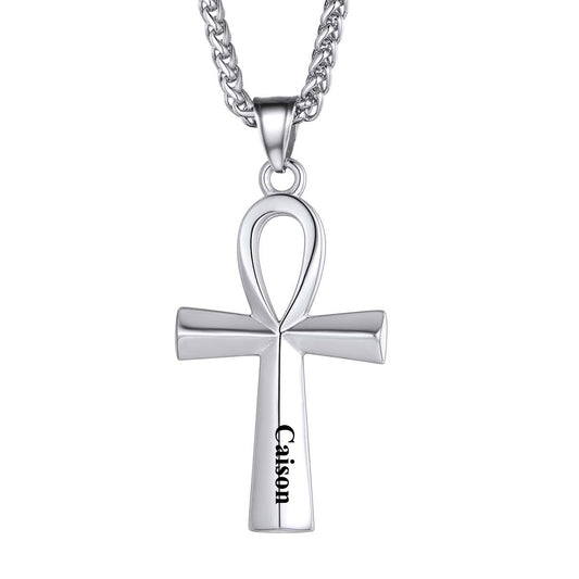 Personalized Engraved Ankh Cross Necklace