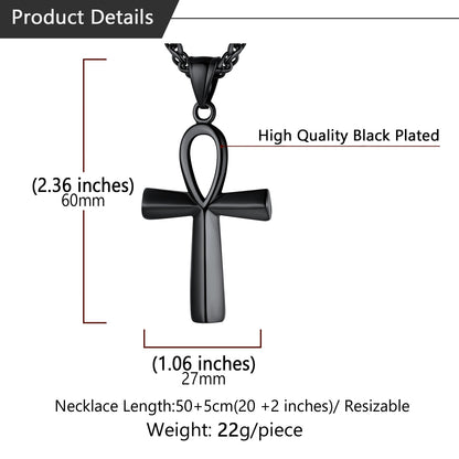Personalized Engraved Ankh Cross Necklace: Dimension, Solid, Durable