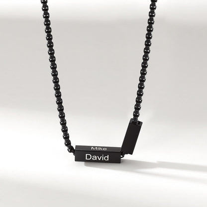 Personalized Engraved Bar Necklace in Black Plated