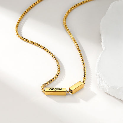 Personalized Engraved Bar Necklace in Gold Plated
