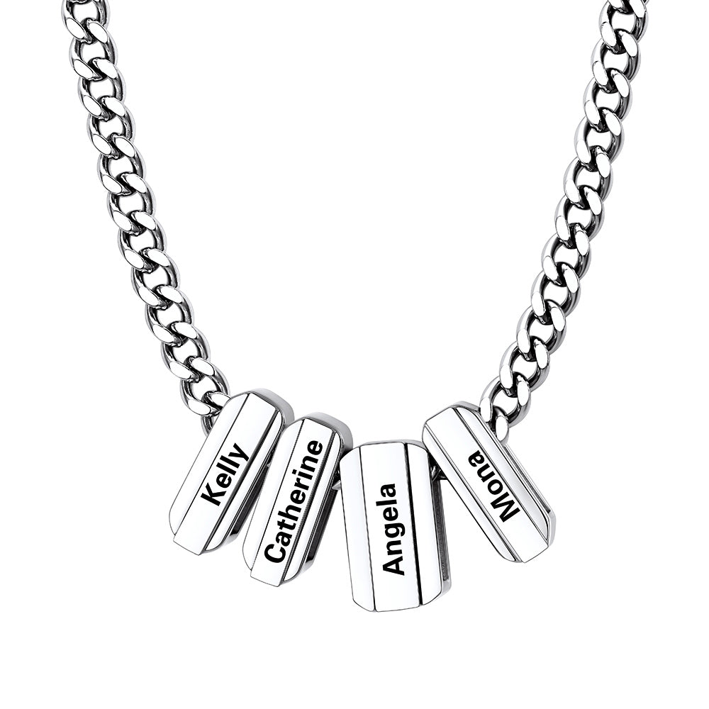 Personalized Engraved Charm Multi Name Necklace