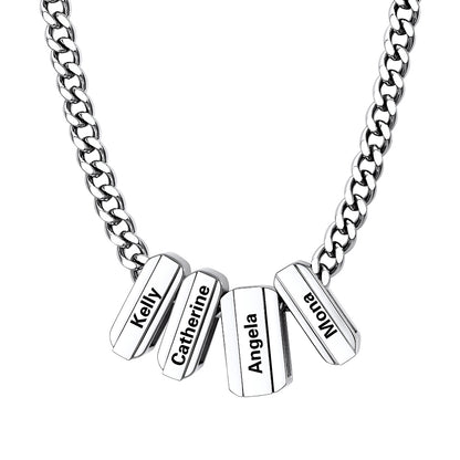 Personalized Engraved Charm Multi Name Necklace