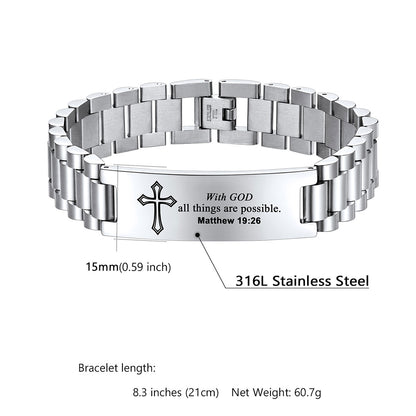 Personalized Engraved Cross Bracelet for Men Women Detail & Dimension