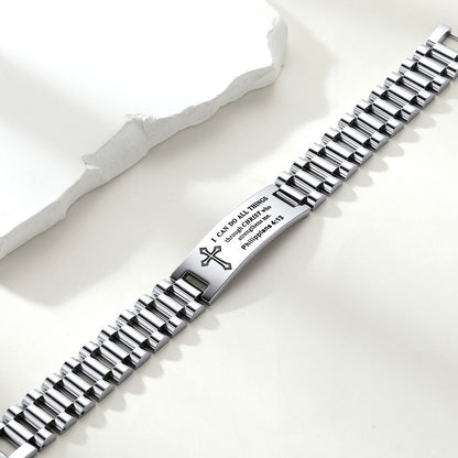 Personalized Engraved Cross Bracelet for Men Women in stainless steel
