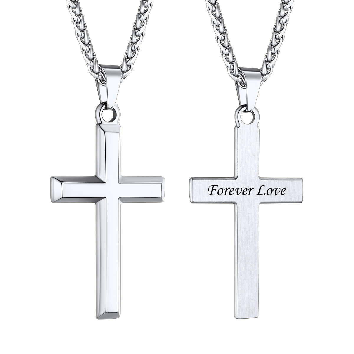 Personalized Engraved Cross Necklace in Stainless Steel