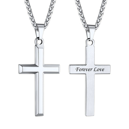Personalized Engraved Cross Necklace in Stainless Steel