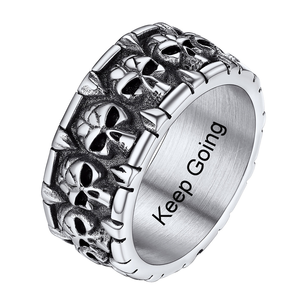 Personalized Engraved Gothic Skull Ring for Men