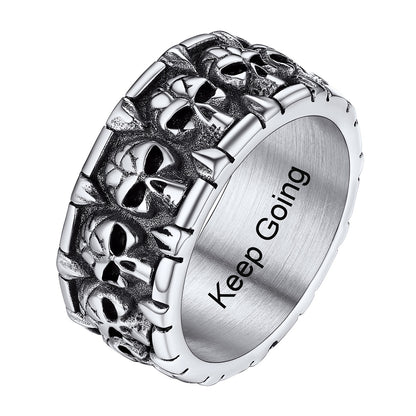 Personalized Engraved Gothic Skull Ring for Men