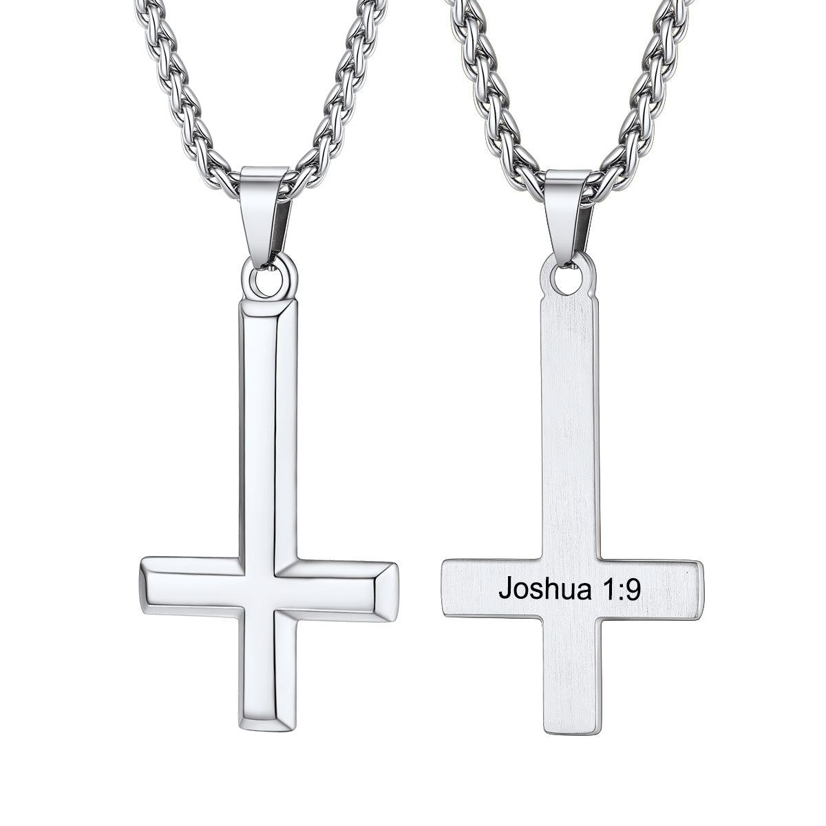Personalized Engraved Inverted Cross Necklace