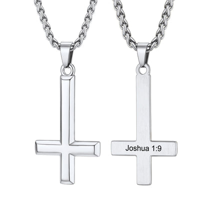 Personalized Engraved Inverted Cross Necklace