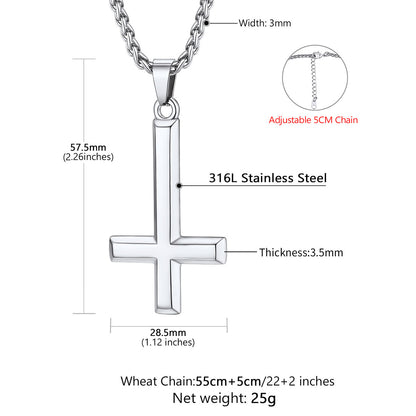 Personalized Engraved Inverted Cross Necklace Dimension, Durable