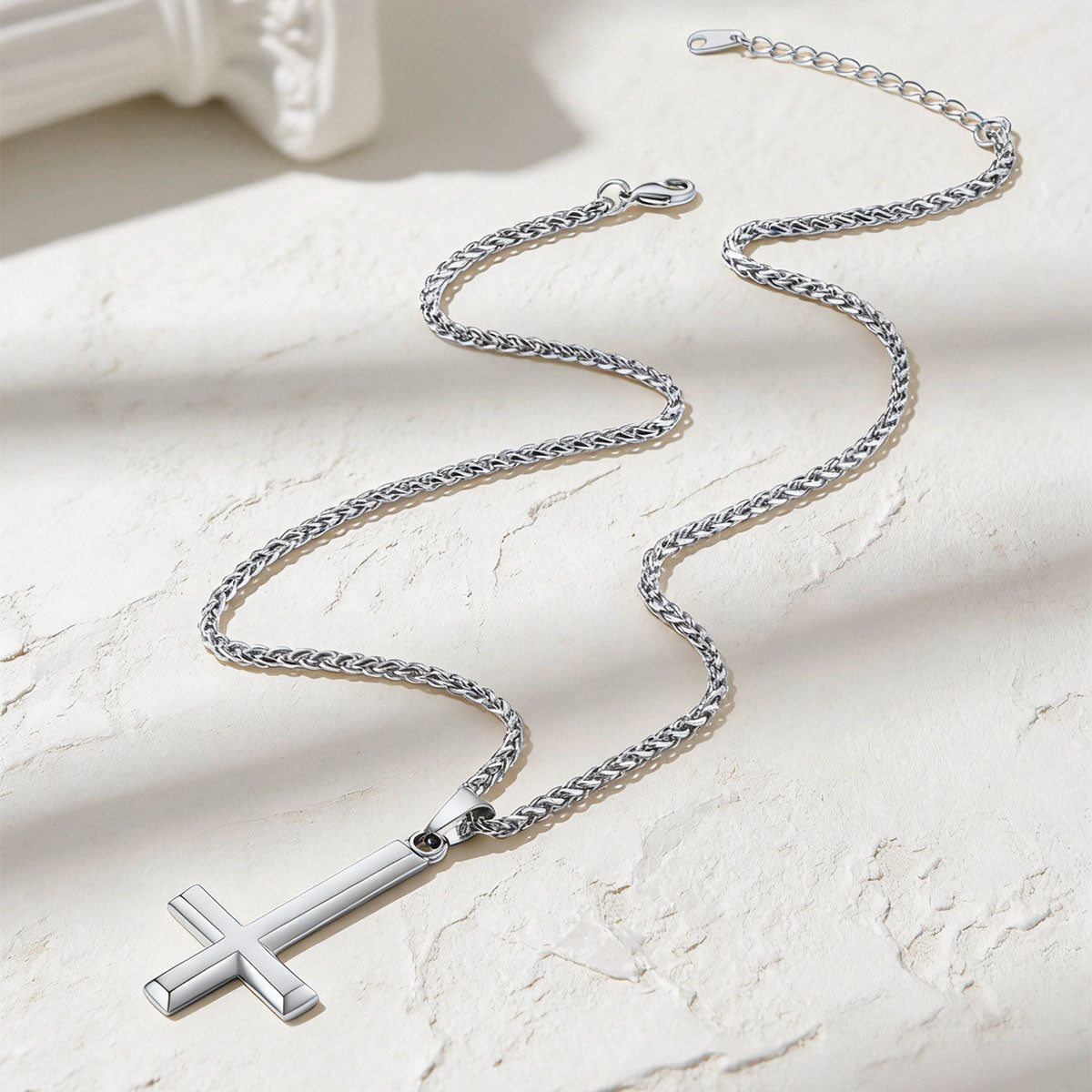 Personalized Engraved Inverted Cross Necklace in Stainless Steel