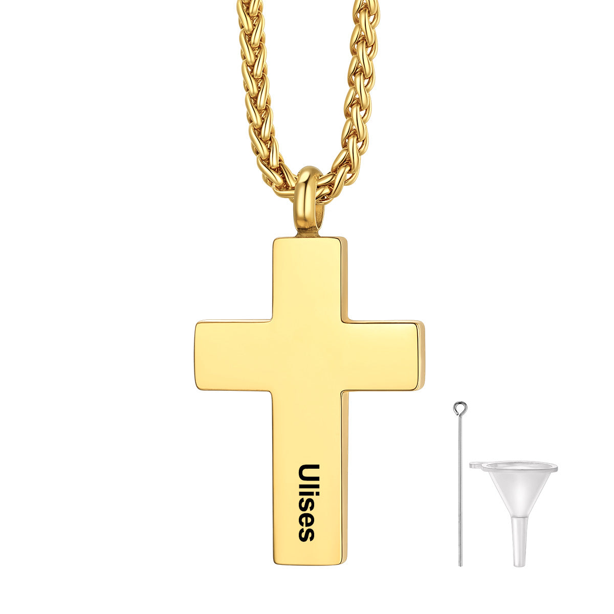 Personalized Engraved Latin Cross Urn Necklaces Gold Plated