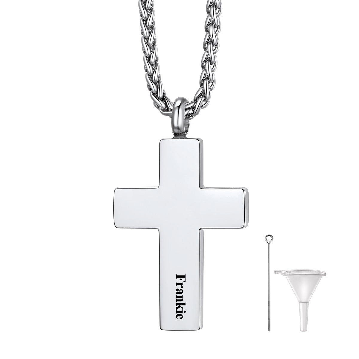 Personalized Engraved Latin Cross Urn Necklaces for Ashes