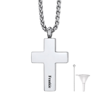 Personalized Engraved Latin Cross Urn Necklaces for Ashes