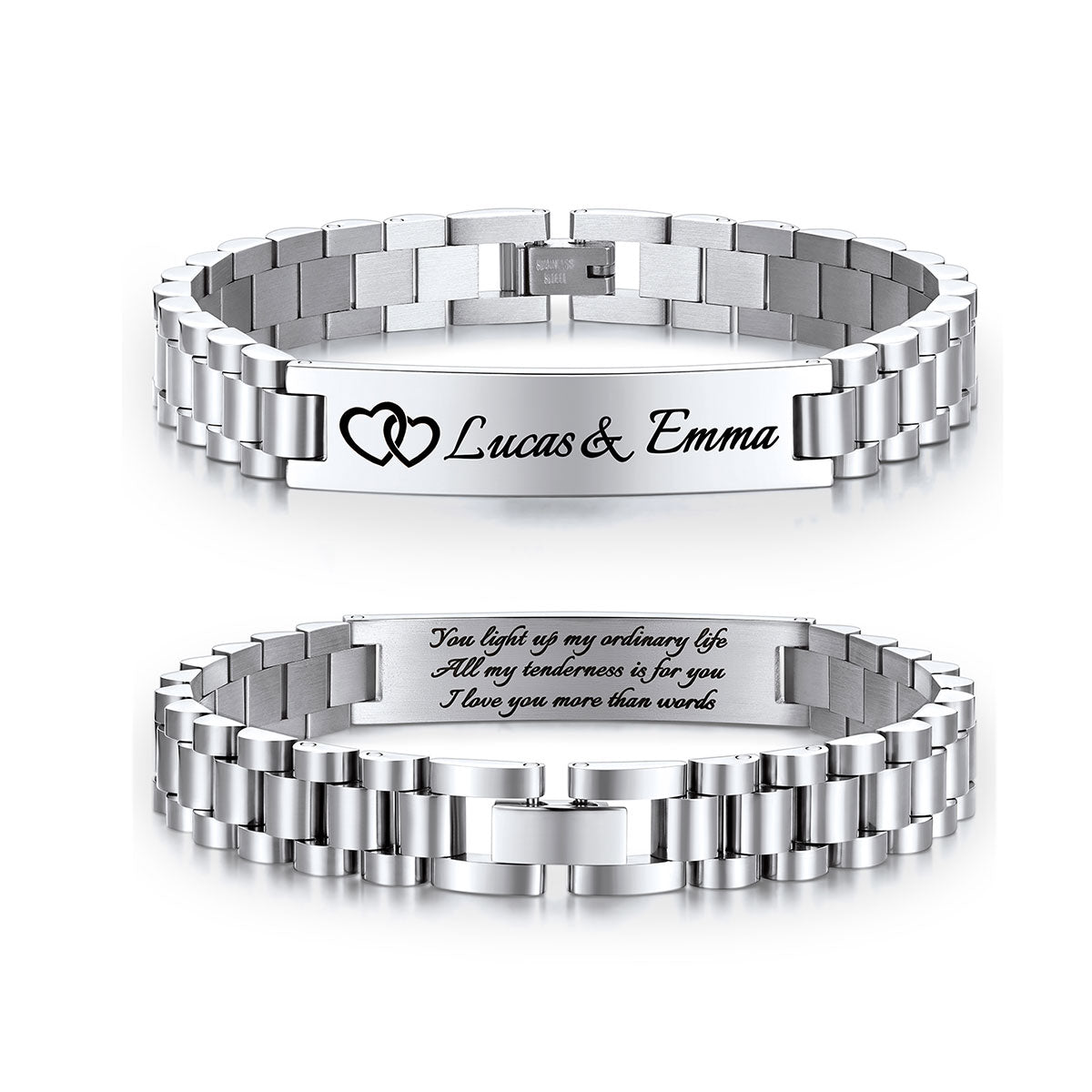 Personalized Engraved Medical Alert Bracelets for Men Women on white background