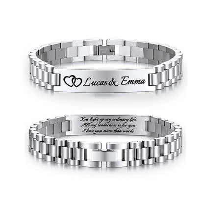 Personalized Engraved Medical Alert Bracelets for Men Women on white background