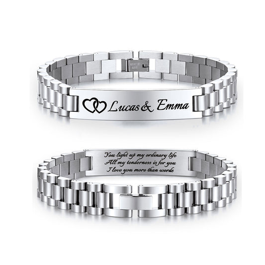 Personalized Engraved Medical Alert Bracelets for Men Women on white background
