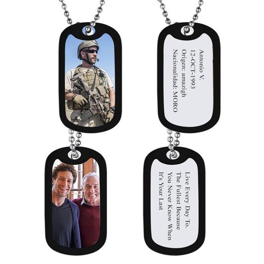 Personalized Engraved Military Picture Dog Tag Necklace