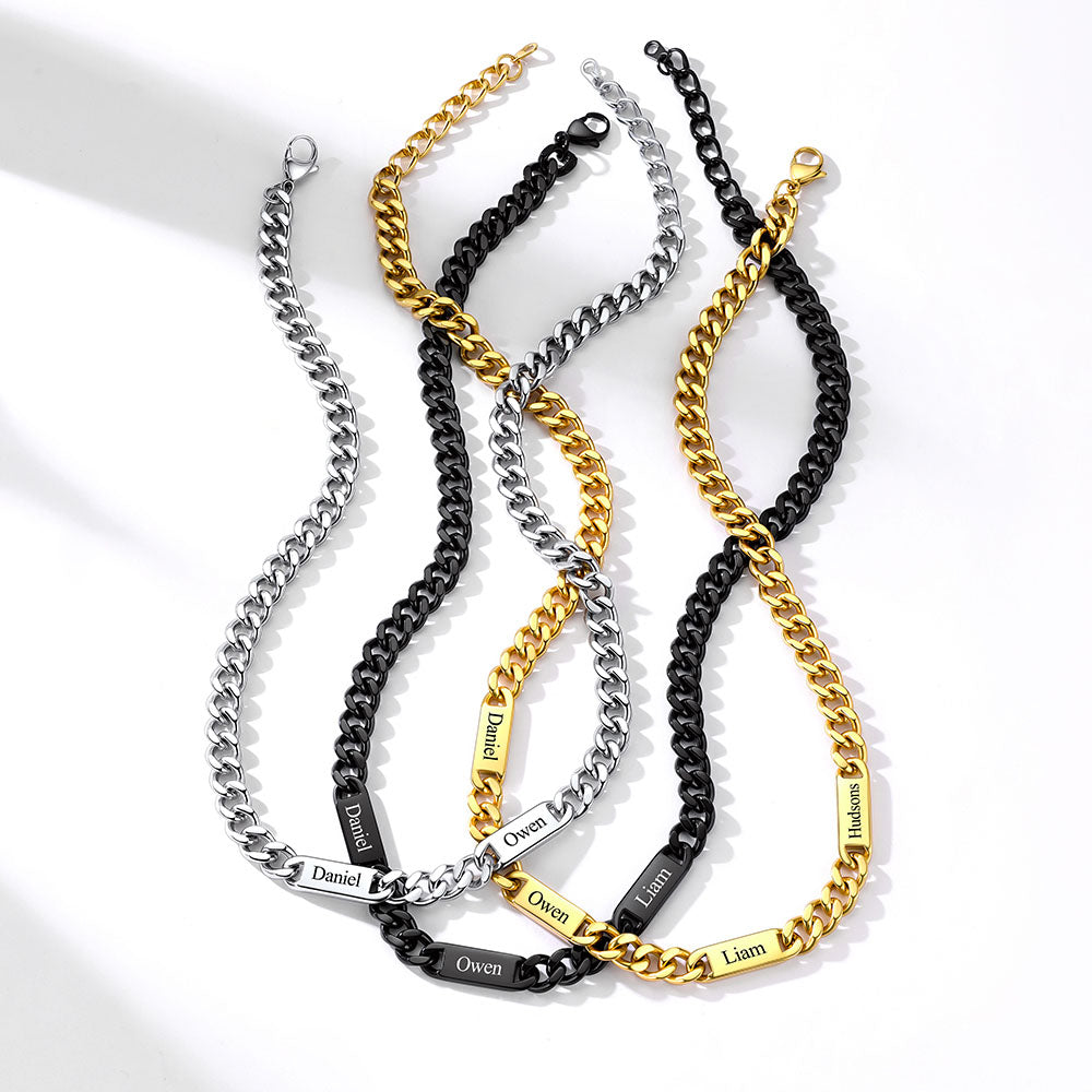 Personalized Engraving 1-6 Name Cuban Chain Necklace in different color