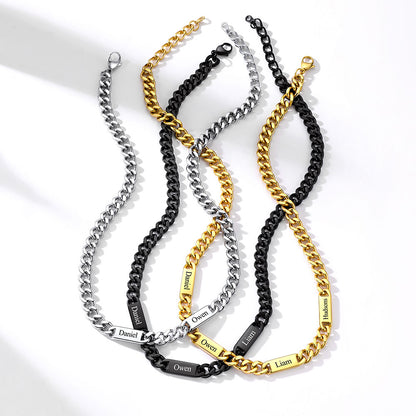 Personalized Engraving 1-6 Name Cuban Chain Necklace in different color