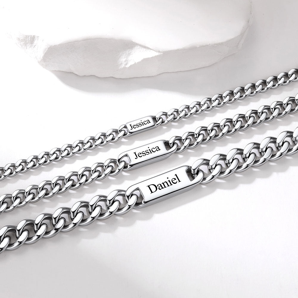 Personalized Engraving 1-6 Name Cuban Chain Necklace in different size