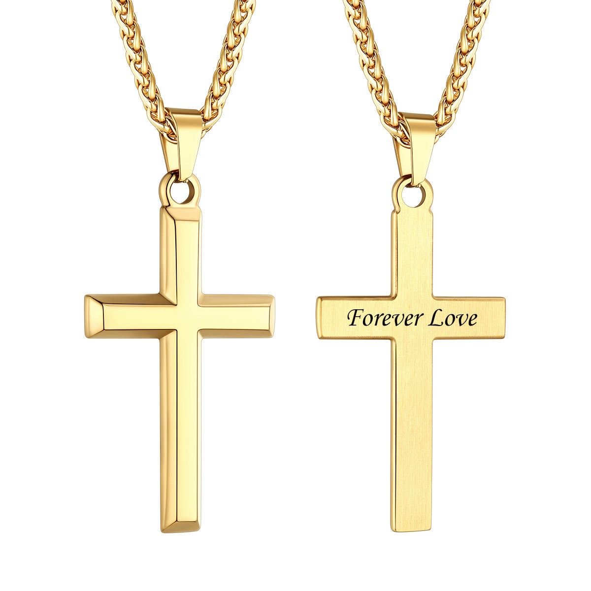 Personalized Engraving Cross Necklace in Gold Plated