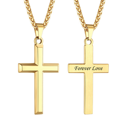 Personalized Engraving Cross Necklace in Gold Plated