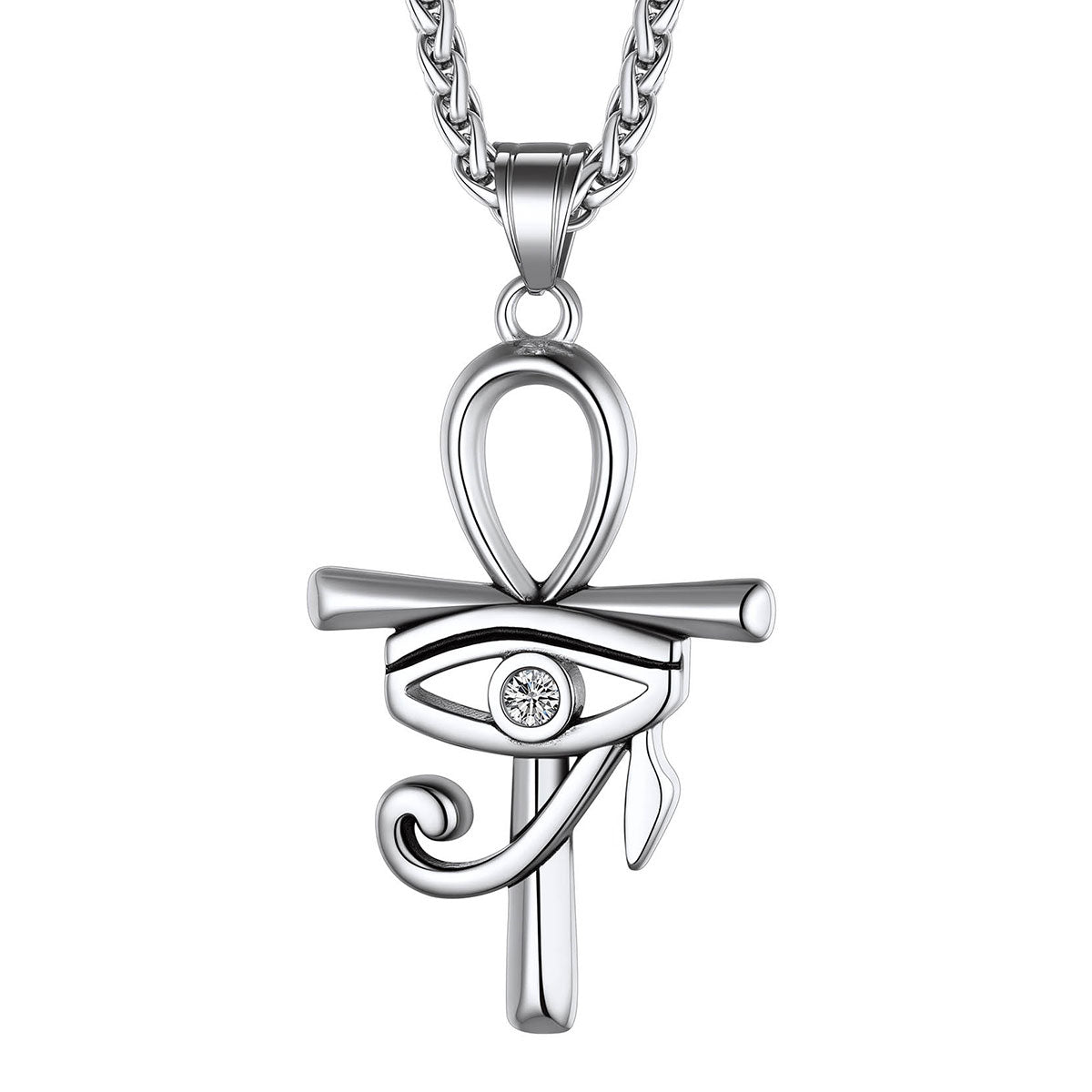 Personalized Eye of Horus Ankh Cross Necklace