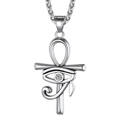 Personalized Eye of Horus Ankh Cross Necklace