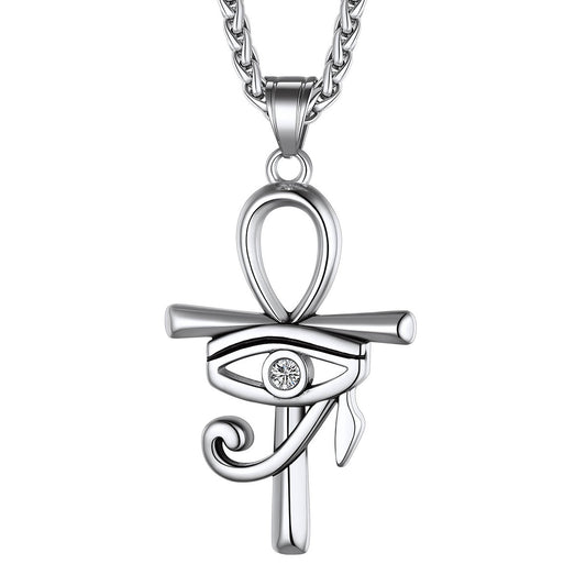 Personalized Eye of Horus Ankh Cross Necklace