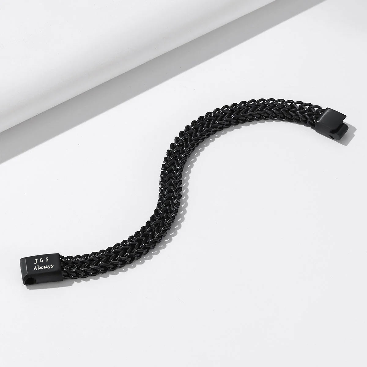 Personalized Franco Curb Chain Bracelet Black Plated