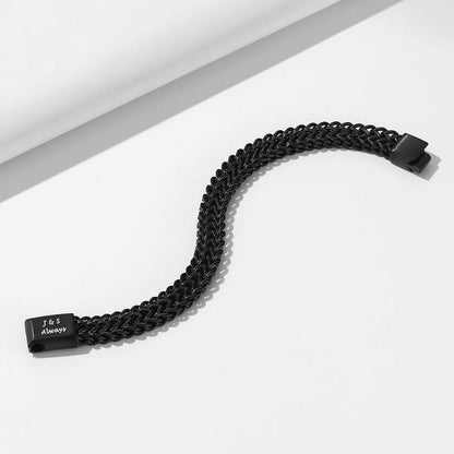 Personalized Franco Curb Chain Bracelet Black Plated