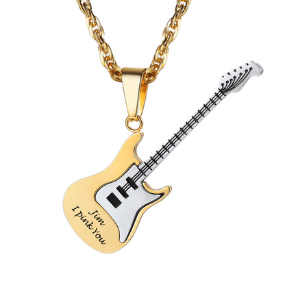Personalized Guitar Pendant Necklace in Gold Plated