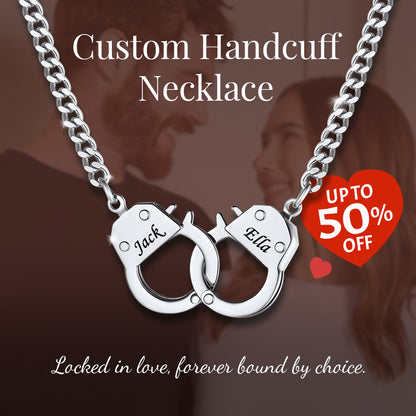 Personalized Handcuffs Chain Necklace for Couple