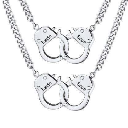 Personalized Handcuffs Chain Necklace for Couple Steel