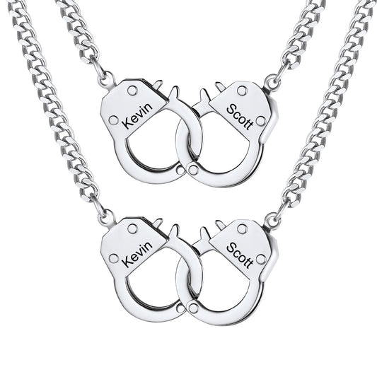 Personalized Handcuffs Chain Necklace for Couple Steel